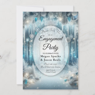 Glittering Snowy Forest Engagement Party Invitation