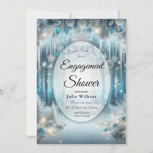 Glittering Snowy Forest Engagement Shower Invitation