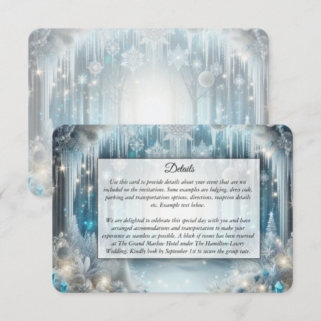 Glittering Snowy Forest Wedding Enclosure Card (Front/Back)