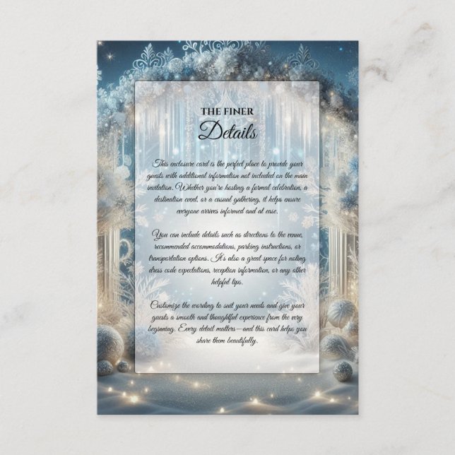 Glittering Snowy Forest Wedding Enclosure Card (Front)