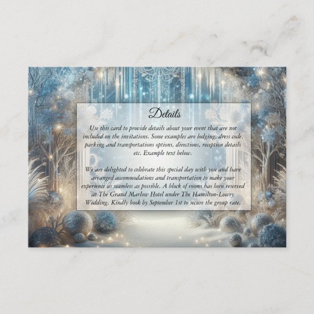 Glittering Snowy Forest Wedding Enclosure Card (Front)
