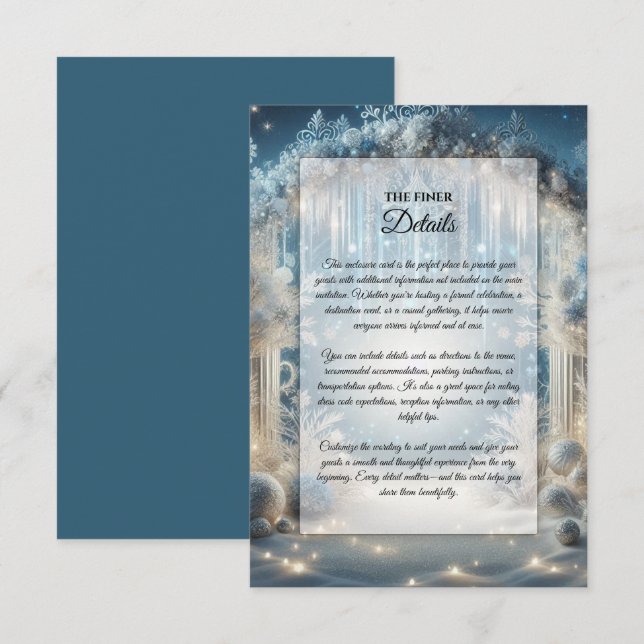 Glittering Snowy Forest Wedding Enclosure Card (Front/Back)