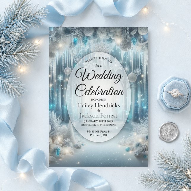 Glittering Snowy Forest Wedding Invitation (Creator Uploaded)