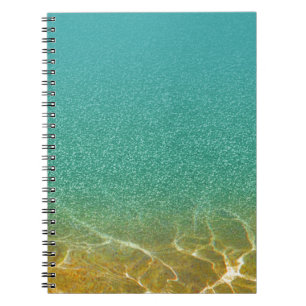 Glittering Teal Blue and Gold Water Ripples Notebook