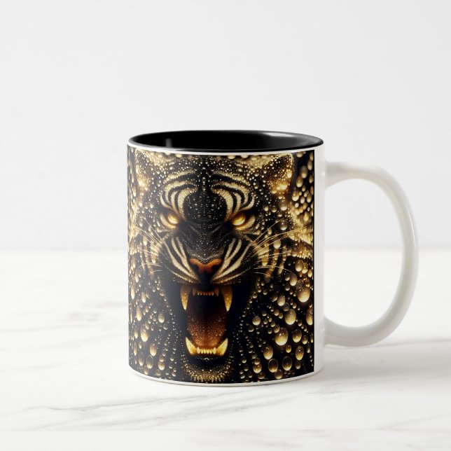 Glittering Tiger  Two-Tone Coffee Mug (Right)
