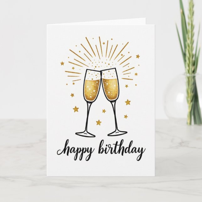 Glittering Toast Birthday Card (Front)