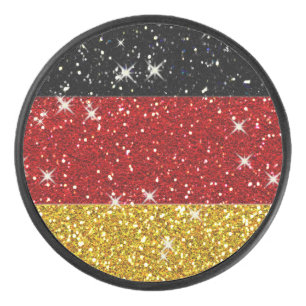 Glitters Germany Flag with Sparkles Hockey Puck