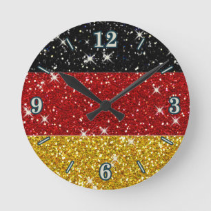 Glitters Germany Flag with Sparkles Round Clock