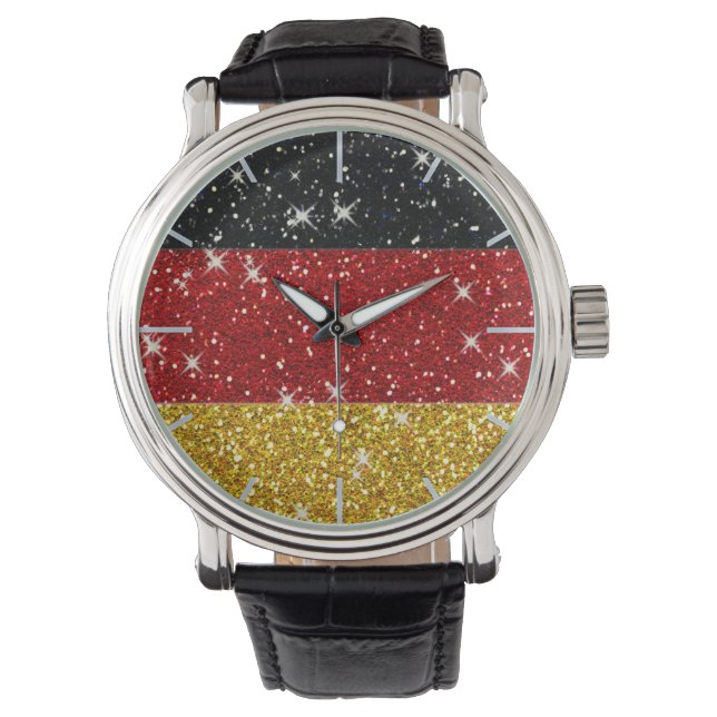 Glitters Germany Flag with Sparkles Watch (Front)