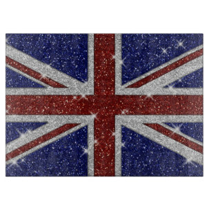 Glitters Shiny Sparkle Union Jack Flag Cutting Board