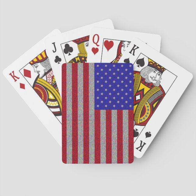 Glittery American Flag Playing Cards (Back)