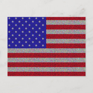 Glittery American Flag Postcard