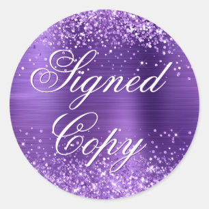 Glittery Amethyst Foil Fancy Signed Copy Classic Round Sticker