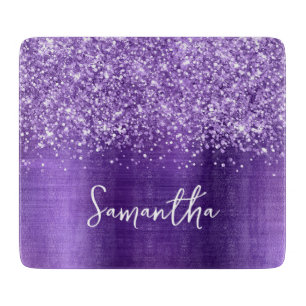Glittery Amethyst Glam Name Cutting Board