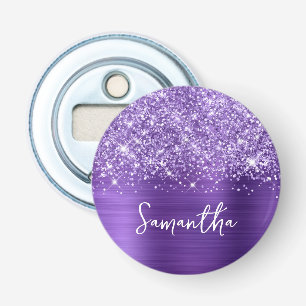 Glittery Amethyst Purple Glam Name Bottle Opener