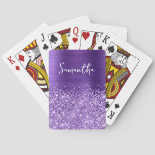 Glittery Amethyst Purple Glam Name Playing Cards