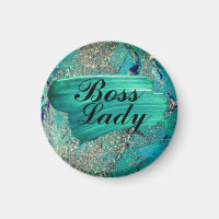 Glittery Aqua Paint Strokes Boss Lady
