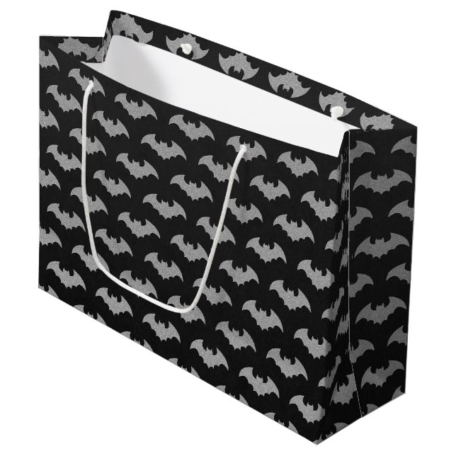 Glittery Bat Halloween Large Gift Bag (Front Angled)