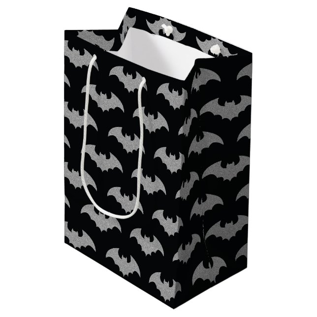 Glittery Bat Halloween Medium Gift Bag (Front Angled)