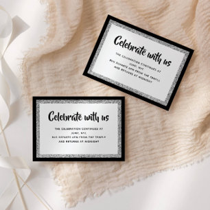 Glittery Bat Mitzvah Black and Silver Detail Card
