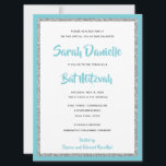 Glittery Bat Mitzvah Blue and Silver Large Invitation<br><div class="desc">This trendy Bat Mitzvah invitation features sparkling faux glitter layered against a solid colour background. Use the template form to add your own information. The Design Tool can be used to change the font style,  colour and layout.</div>
