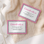 Glittery Bat Mitzvah Hot Pink & Silver Detail Card<br><div class="desc">This trendy insert card features bold lettering on the front with a layered look in silver glitter and white,  and a solid coloured back. Add your text using the template form. Change the font,  layout and colours using the Design Tool.</div>