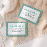 Glittery Bat Mitzvah Teal and Silver Detail Card<br><div class="desc">This trendy insert card features bold lettering on the front with a layered look in silver glitter and white,  and a solid coloured background. Add your text using the template form. Change the font,  layout and colours using the Customise feature.</div>