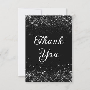 Glittery Black 40th Birthday Thank You Card
