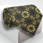 Glittery Black Faux Gold Metallic Damask Pattern Tie<br><div class="desc">This necktie exudes luxury and sophistication, making it a standout accessory for any formal occasion. The design features a glittery black background that shimmers with a subtle sparkle, reminiscent of a starry night sky. Overlaying this elegant backdrop is a faux gold metallic damask pattern, intricately detailed with classic scroll work...</div>