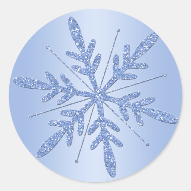 Glittery Blue Snowflake Sticker (Front)