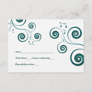 Glittery Blue Swirls Music RSVP Card