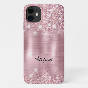 Glittery Blush Rose Gold Foil 65th Birthday Case-Mate iPhone Case