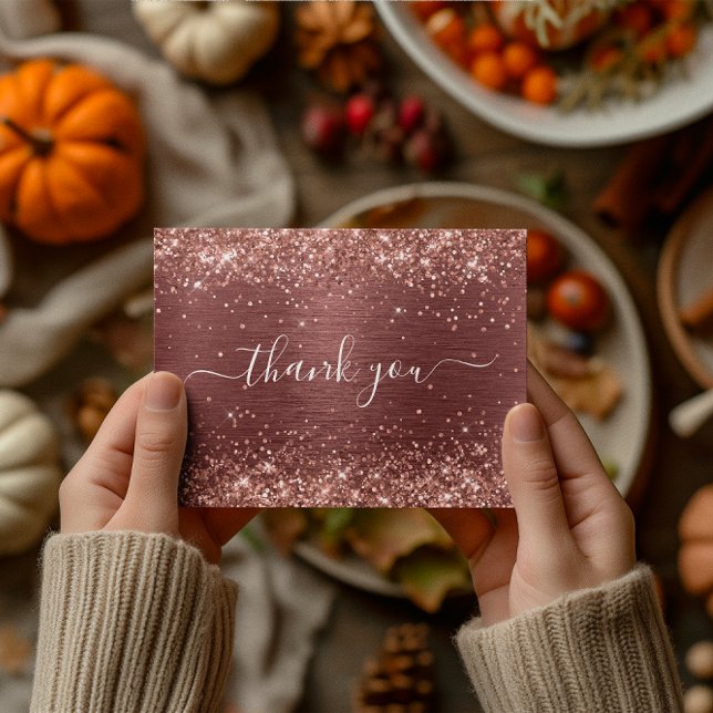 Glittery Brick Red Foil 40th Birthday Thank You Postcard (Glittery Brick Red Foil 40th Birthday Thank You Postcard)