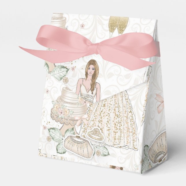 Glittery Bridal Wedding Pattern Favour Box (Front Side)