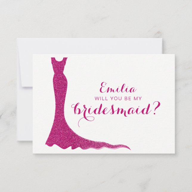 Glittery bridesmaid dress invitation (Front)