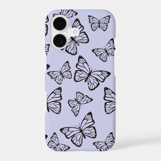 Glittery Butterflies Black and White (Back)