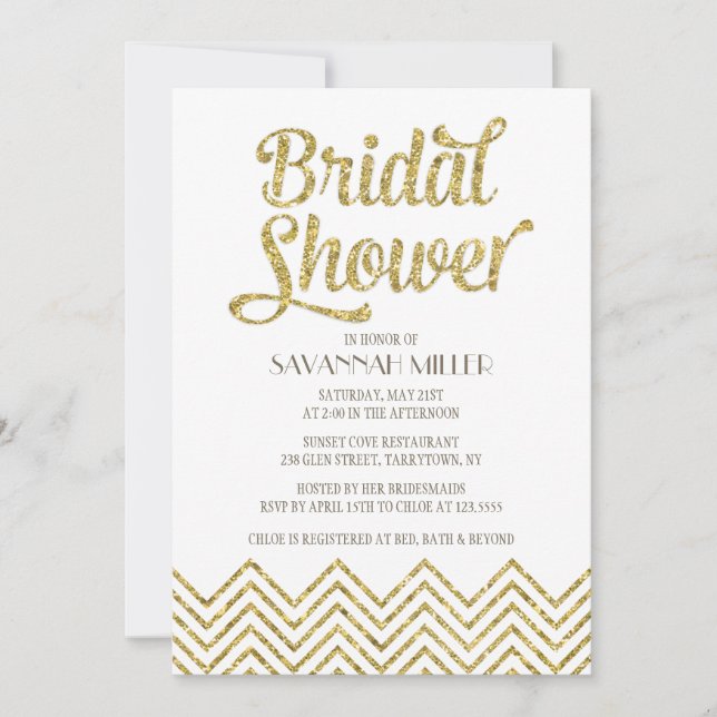 Glittery Chevron | Bridal Shower Invitation (Front)