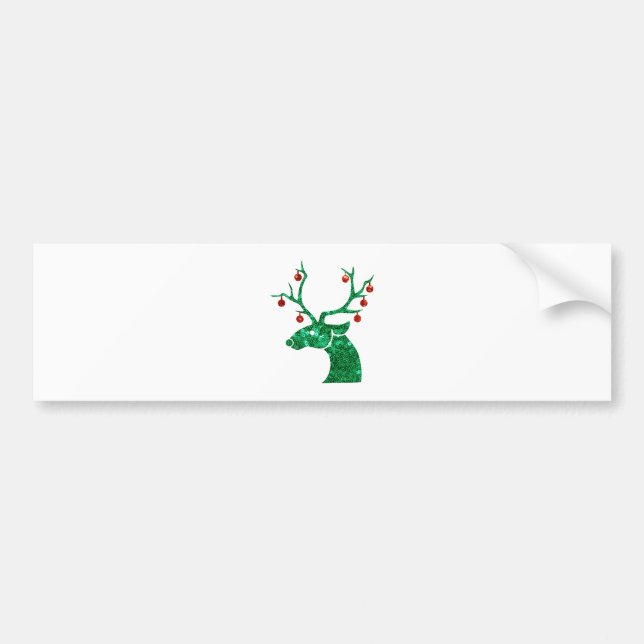 glittery Christmas reindeer Bumper Sticker (Front)