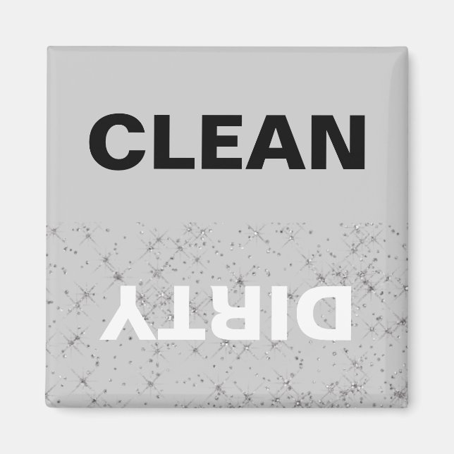 Glittery Clean/Dirty Dishwasher Magnet (Front)