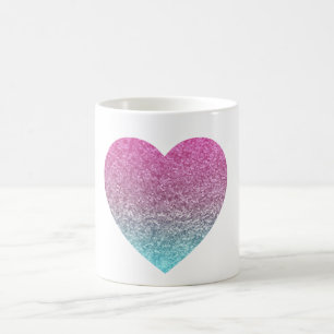 Glittery Colourful Heart Coffee Mug