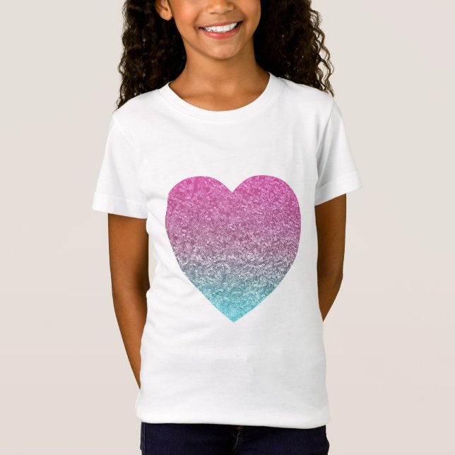 Glittery Colourful Heart T-Shirt (Front)