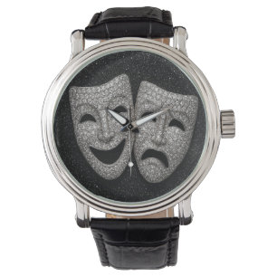 Glittery Comedy & Tragedy Drama Mask Watch