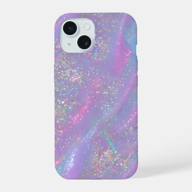 Glittery Crystal Organza iPhone 15 Case (Back)