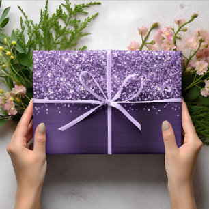 Glittery Dark Violet Faux Foil Wrapping Paper Sheet