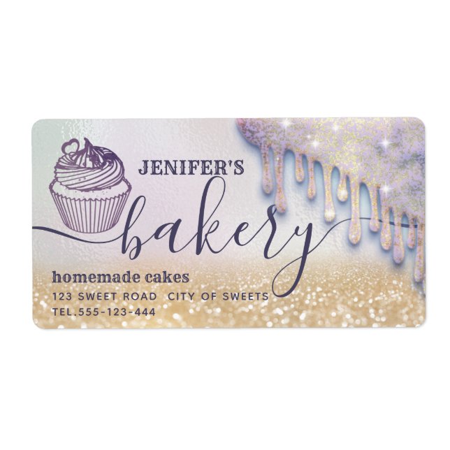 Glittery drips cupcake chef script bakery  (Front)