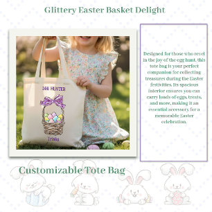 Glittery Easter Basket Delight Customisable Tote Bag