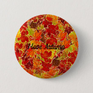 Glittery Fall Maple Leaves 6 Cm Round Badge