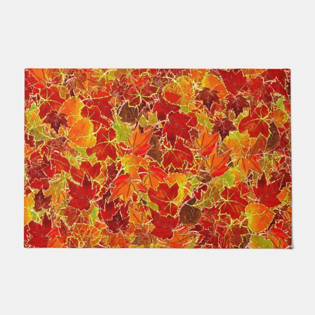 Glittery Fall Maple Leaves Doormat (Front)