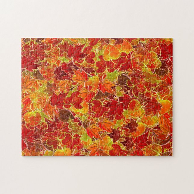 Glittery Fall Maple Leaves Jigsaw Puzzle (Horizontal)