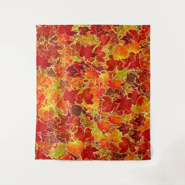 Glittery Fall Maple Leaves Tapestry (Front)